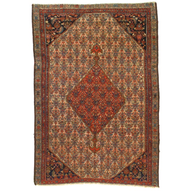 1920s Vintage Persian Hamadan Rug - 4′6″ × 5′10″ For Sale