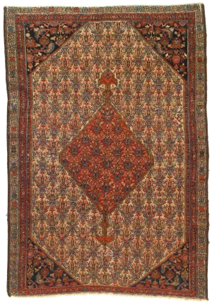 1920s Vintage Persian Hamadan Rug - 4′6″ × 5′10″