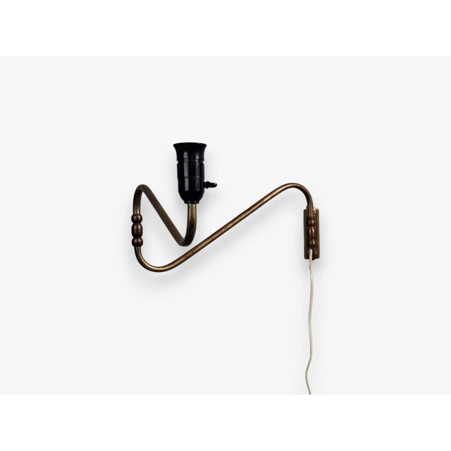Danish Modern, Articulating Wall Light or Sconce, Patinated Brass, Denmark, 1950s For Sale - Image 11 of 15