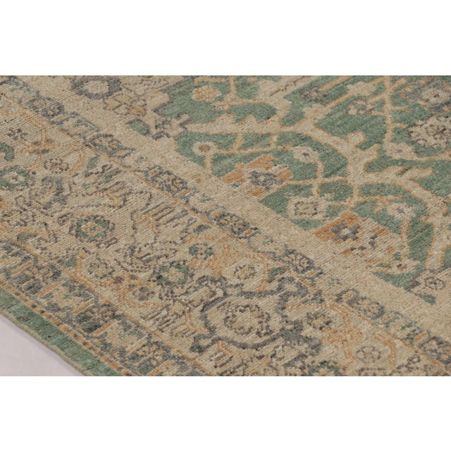 Contemporary Contemporary Oushak Floral Wool Rug in Sage & Gold by Rug & Kilim, India For Sale - Image 3 of 8