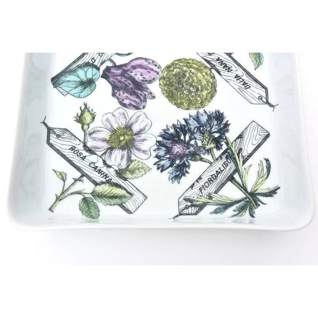 1950s Vintage Piero Fornasetti Rare Porcelain "Botanica Pratica" Square Bowl and Serving Piece, 1950's For Sale - Image 5 of 8