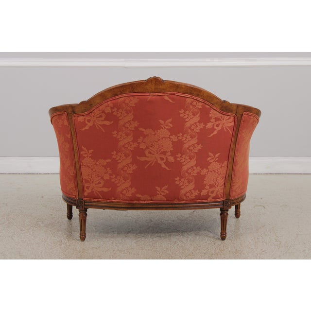 1990s Vintage French Provincial Upholstered Love Seat Settee For Sale - Image 5 of 18