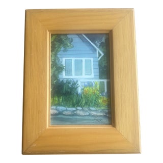 “Garden Cottage Window” Framed Signed Original Watercolor by Nancy Smith For Sale