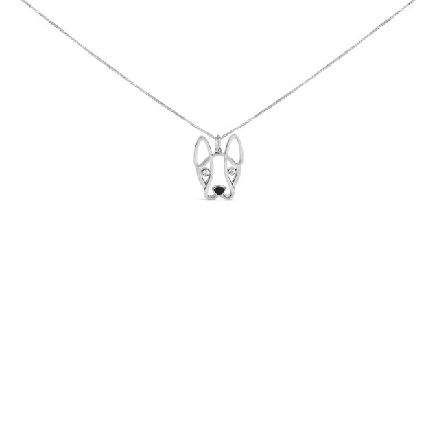 Immerse yourself in the charm and elegance of this intricate pendant necklace, exquisitely crafted from rhodium-plated...