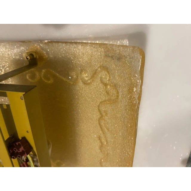 Large Venetian Gold Frosted Murano Glass Sconces, 1970s, Set of 2 For Sale - Image 4 of 9