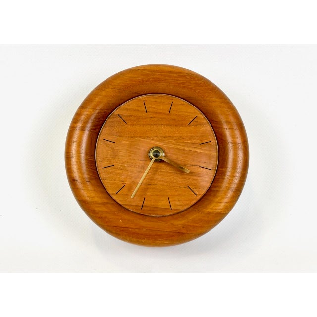 Mid-Century Modern Wall Clock in Teak with Kienzle Mechanism from Bestform, 1960s For Sale - Image 10 of 10