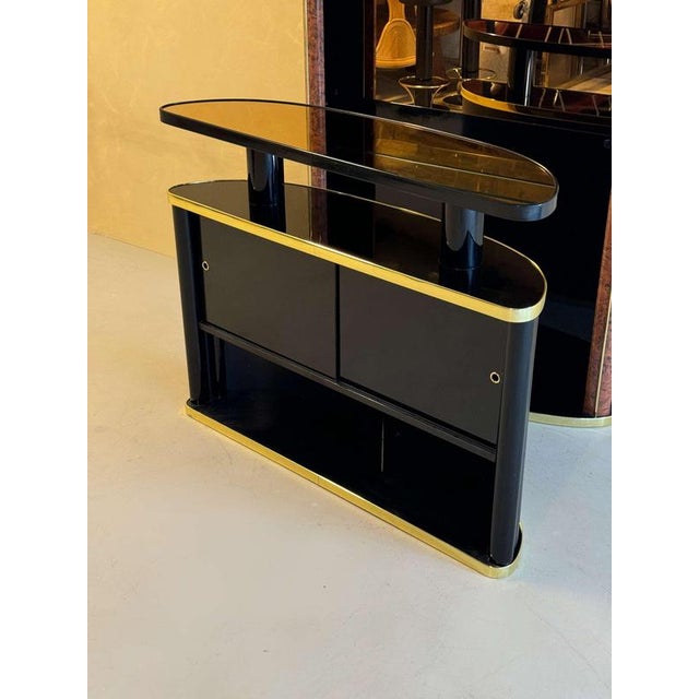 Black Mid-Century Black Lacquered and Burl Wood Cocktail Bar For Sale - Image 8 of 11