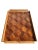 Offered is a vintage inlaid exotic wood tray with handles. The marquetry work resembles a Chevron mixed with Diamond cut...