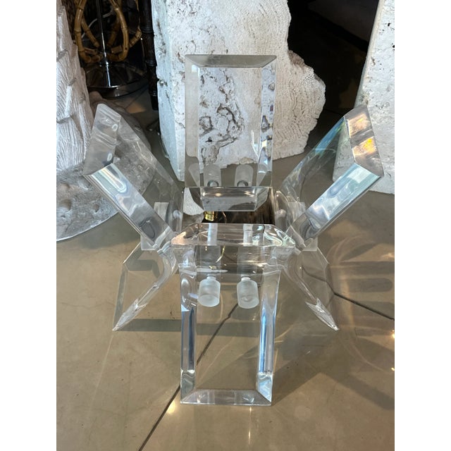 Transparent Vintage Palm Beach Modern Lucite Flare Mirror Coffee Cocktail Table Base For Sale - Image 8 of 11