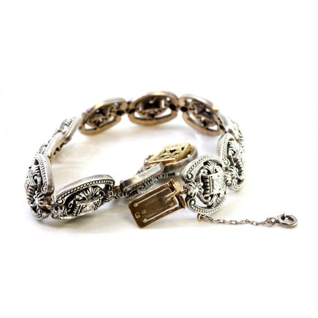 Art Deco 19.2K Gold Bracelet with Diamond Paddle For Sale - Image 6 of 10