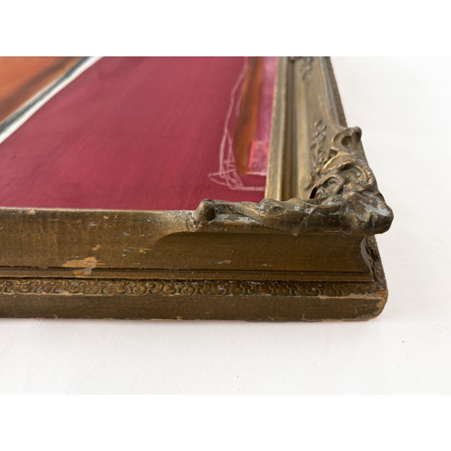 “Fervor” Red Abstract Art in Antique Frame, Large Transitional Living Room Art by JTS For Sale - Image 9 of 11