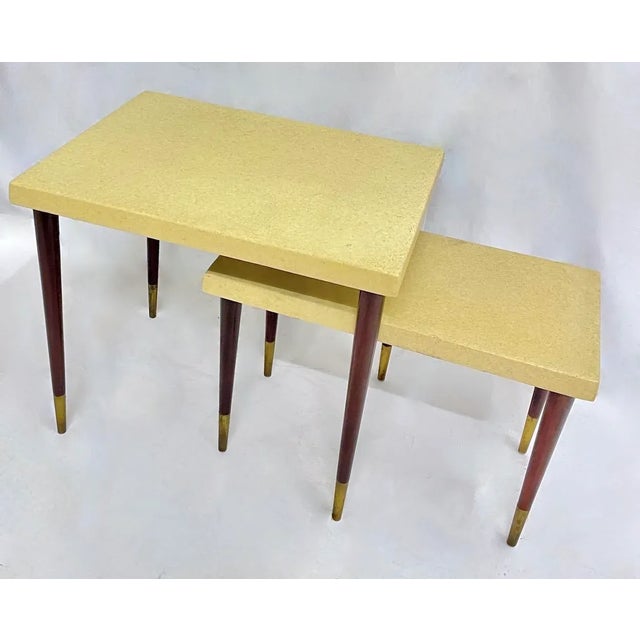 Mid-Century Modern Set of Two Paul Frankl Cork Nesting Tables For Sale - Image 3 of 12