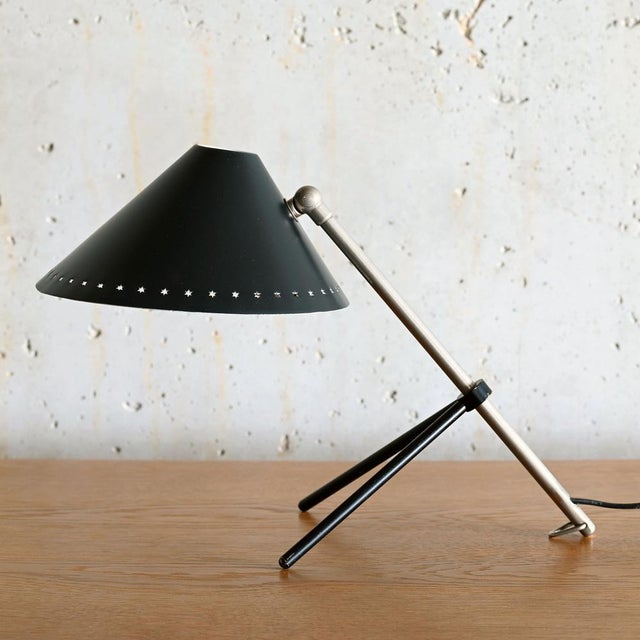 Mid-Century Modern Pinocchio Lamp with Black Shade by H. Busquet for Hala Zeist, Netherlands, 1950s For Sale - Image 3 of 13