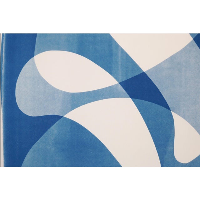 Paper 2026, Mid Century Modern Monotype, Unique Print in Blue Tones, the Splash, Floating Forms on Paper For Sale - Image 7 of 8