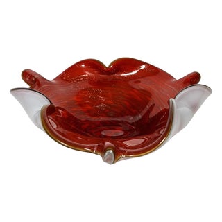 Italian Red Glass Ashtray, France, 1960s For Sale