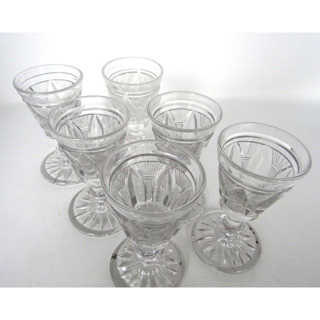 Glass Antique English Georgian Cut Crystal Wine Glasse – Set of 6 For Sale - Image 7 of 7