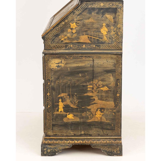 Chinoiserie Green Painted and Ebonized Secretary | Chairish