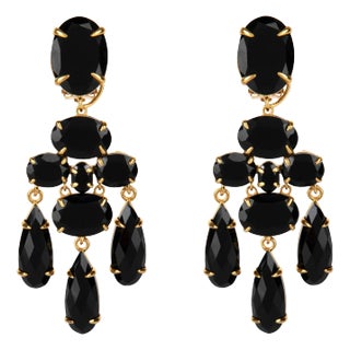 Greta Earrings (Black) (Pierced French Clip) For Sale