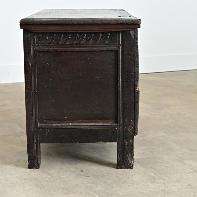 French 19th Century or Earlier Carved Oak Coffer For Sale - Image 9 of 11