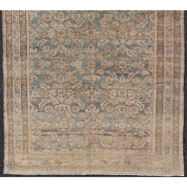 Measures: 5'4 x 9'10 Antique Persian Hamadan Gallery Rug with Soft Blue Field and Allover Design. Keivan Woven Arts/...