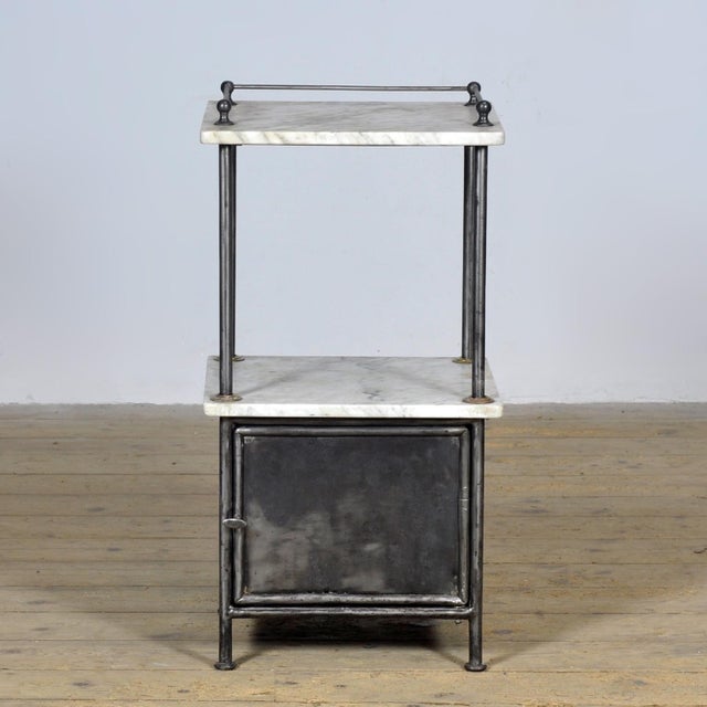 Industrial Vintage Iron Nightstand, 1920 For Sale - Image 3 of 12