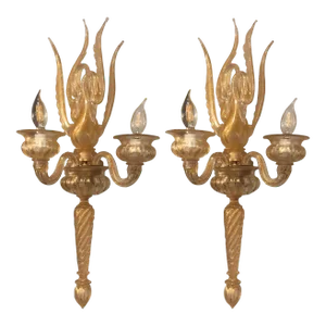 Archimede Seguso, Barovier & Toso, Italian Mid-Century Modern, Swan Sconces
