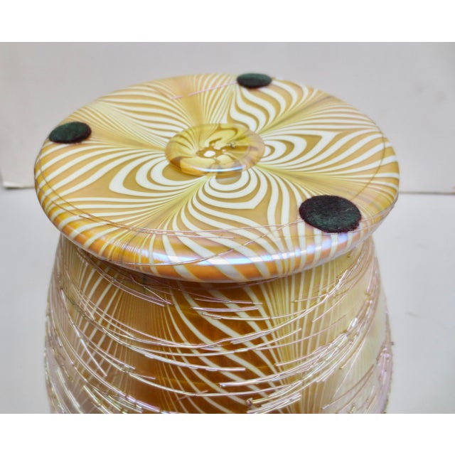 Glass Durand Pulled Feather Iridescent Art Glass For Sale - Image 7 of 13