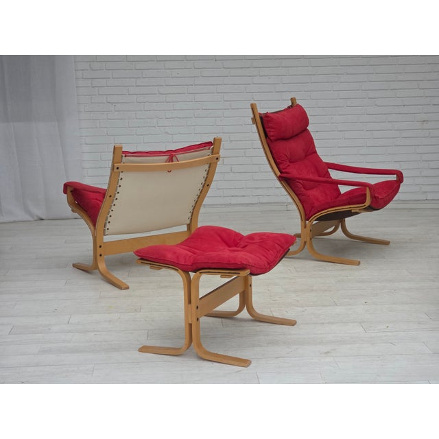 Norwegian Siesta Chairs and Ottoman by Ingmar Relling Westnofa, 1970s, Set of 3 For Sale - Image 6 of 18