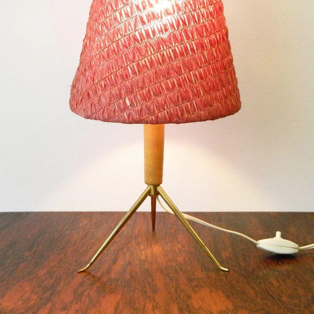 Rupert Nikoll Vintage Table Lamp with Wooden Handle by Rupert Nikoll, 1960s For Sale - Image 4 of 6