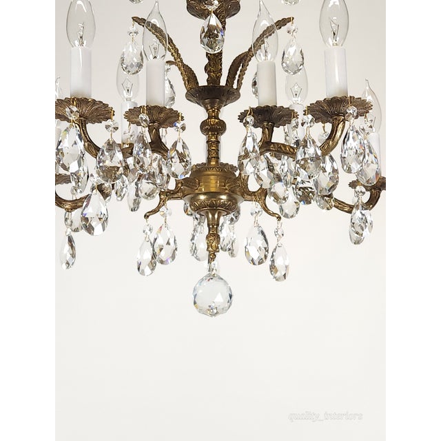 Metal Antique 5 Arm 10 Light Mesmerizing Baroque Brass Cut Lead Crystal Chandelier For Sale - Image 7 of 12