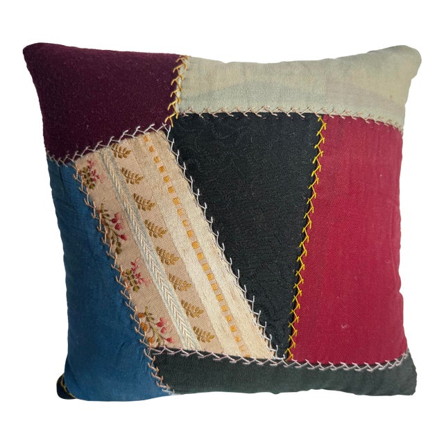 Vintage American Patchwork Pillow For Sale