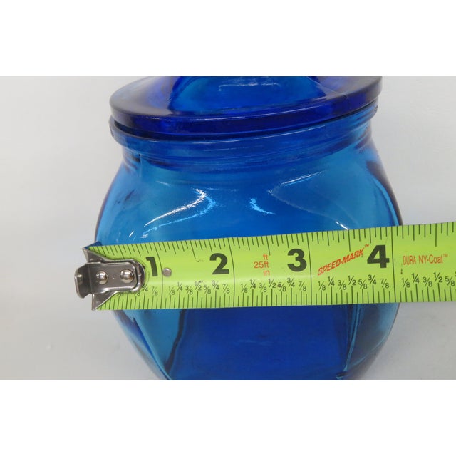 Anchor Hocking Deep Cobalt Blue Glass Apothecary Jar VTG Canister With Lid 4750b For Sale In Miami - Image 6 of 14