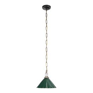 Mid 20th Century Industrial 10 In. Green Wavy X-Ray Mercury Glass Pendant Light For Sale