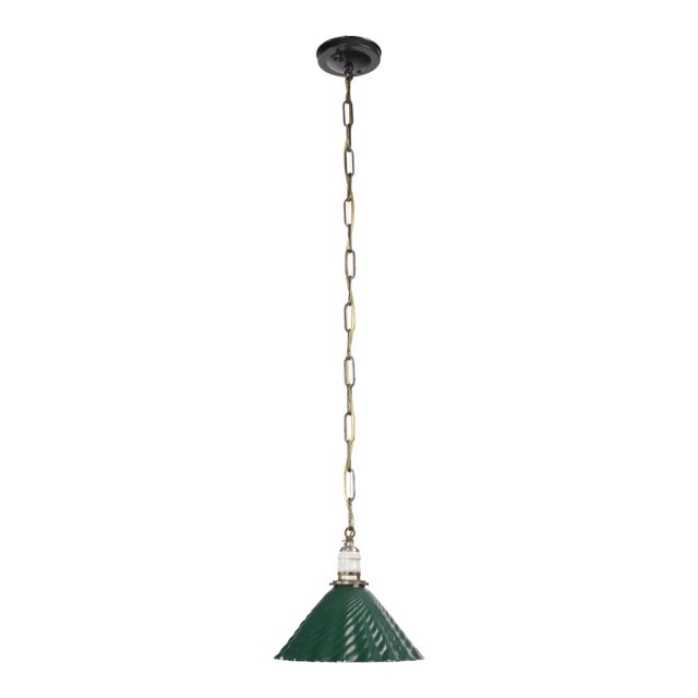 Mid 20th Century Industrial 10 In. Green Wavy X-Ray Mercury Glass Pendant Light For Sale