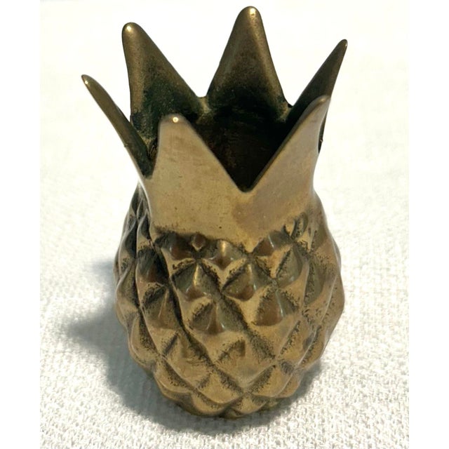 MCM Andrea by Sadek Solid Brass Pineapple Candlestick Holders For Sale - Image 4 of 5