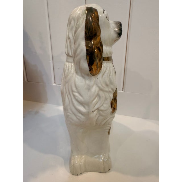 Mid 19th Century Antique Victorian 12" Staffordshire Copper Lustre Large Spaniel Figurine - Circa 1870 For Sale - Image 5 of 7