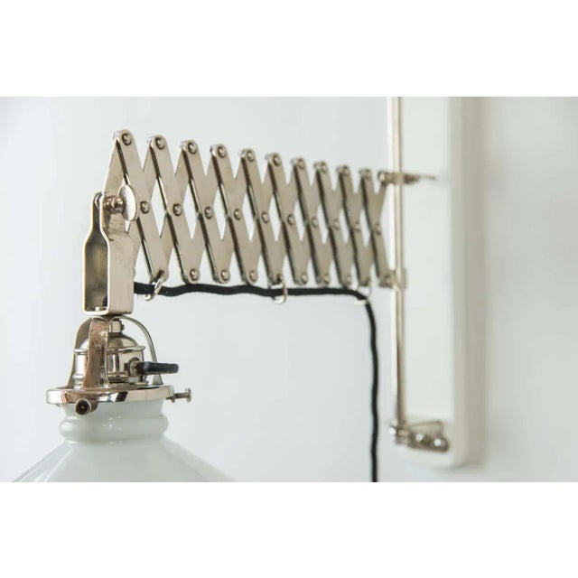 Art Deco Swiveling and Extendable Nickel Wall Lamp with Glass Shade, 1920s For Sale - Image 6 of 18