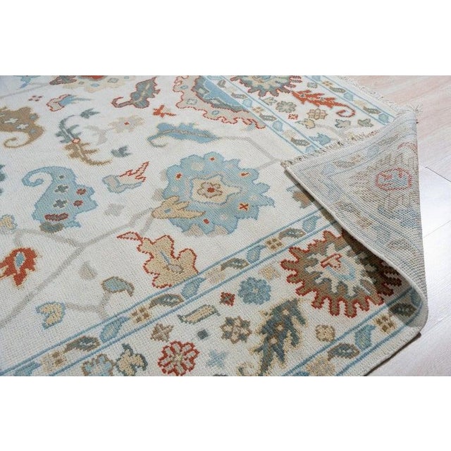 8x10 Ivory Hand-Knotted Wool Floral Lattice Elegance Traditional Carpet Rug For Sale In New York - Image 6 of 8