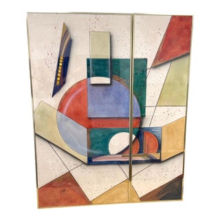 Post-Modern Mixed Media Diptych, by George Caso For Sale