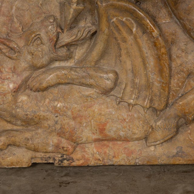 19th Century Italian Marble Plaque of George Slaying the Dragon, 1870 For Sale - Image 13 of 18