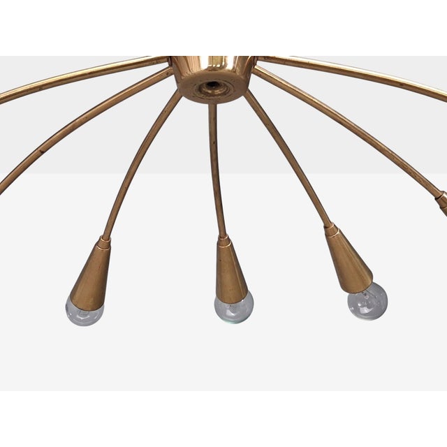 1960s Style After j.t. Kalmar Mid Century Modern Spider Flushmount Chandelier, Brass For Sale - Image 11 of 12