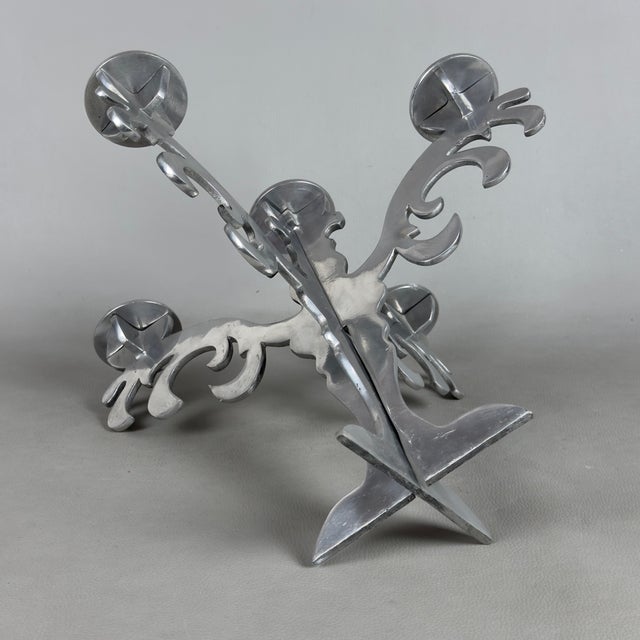 Metal Five-Light Chrome and Metal Candlestick, 1970s For Sale - Image 7 of 11