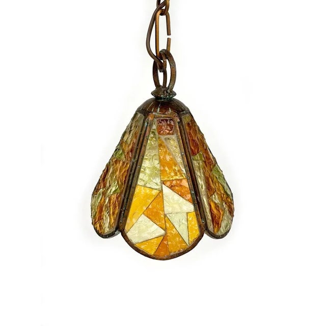 Italian Chandelier in Wrought Iron and Art Glass from Longobard, 1970s For Sale - Image 3 of 10