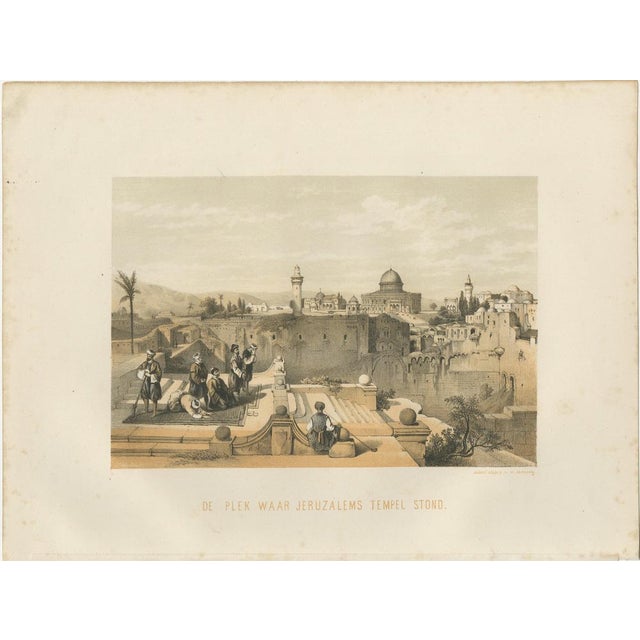 Title: 19th-Century Chromolithograph of the Temple Mount in Jerusalem – Historical View After David Roberts : This...