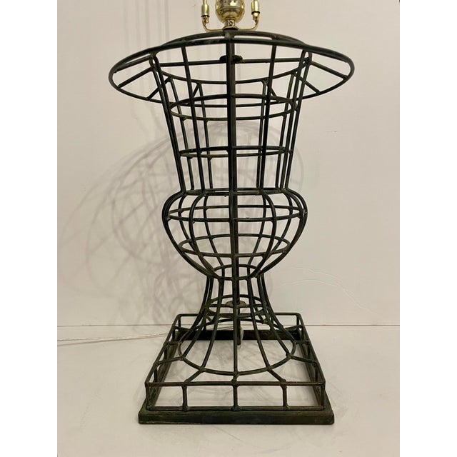 Hollywood Regency Large Welded Wire Urn Form Lamp For Sale - Image 3 of 10