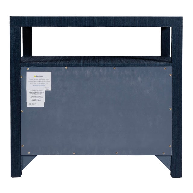 Nora 28 in. W Raffia 2 Drawer Nightstand with Top Open Shelf, Blueberry For Sale - Image 10 of 11