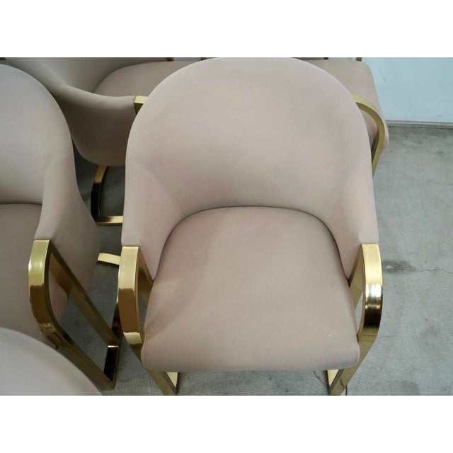 1970’s Hollywood Regency Pierre Cardin Brass Dining Arm Chairs - Set of 10 For Sale - Image 11 of 12
