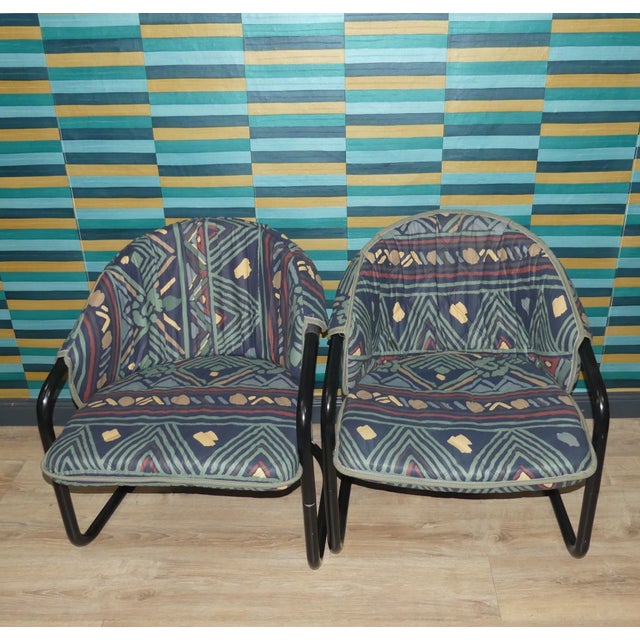 1980s Metal Cantilever Chairs with Washable Upholstered Covers, 1990s, Set of 2 For Sale - Image 5 of 15