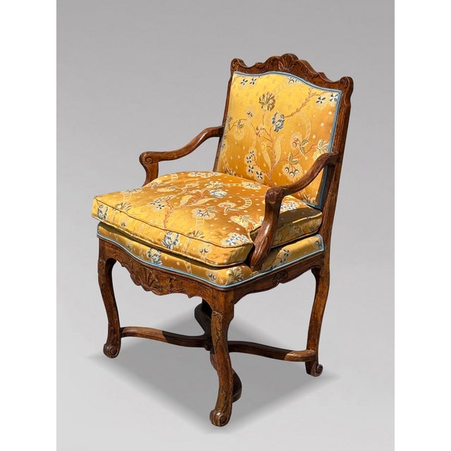 18th Century French Walnut Upholstered Armchair, 1790 For Sale - Image 12 of 13