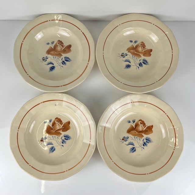 20th Century Soup Plates with Floral Motif from Sarreguemines, 1920s, Set of 4 For Sale - Image 11 of 11
